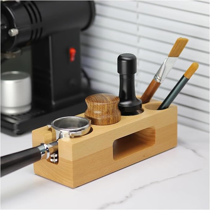 Walnut Wood Coffee Filter Holder, Espresso Tamper Mat Stand, Coffee Maker Support Base Rack, Barista Accessories(PURPLE)