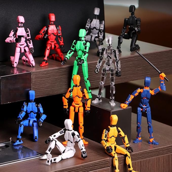 DANONI Titan13 Action Figure, Lucky Robot 13 Action Figures, 3D Printed Multi-Jointed Movable Action Figure, Dummy Robot 13 Figures Toy for Desktop Decorations Game Gifts (Transparency)