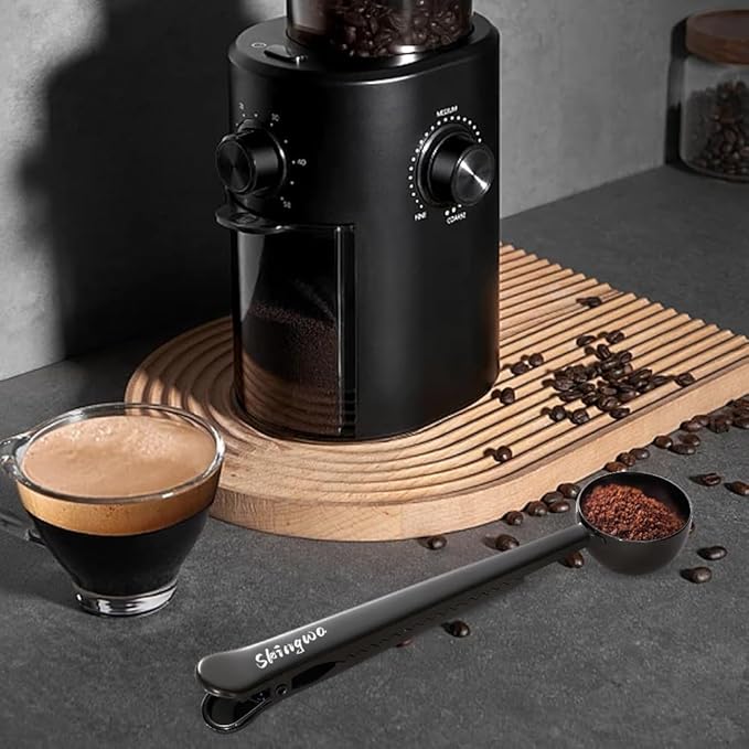 Coffee Scoop with Bag Clip, Multi-Function Milk Powder Measuring Spoon, 20ml (Black+Rose Gold)