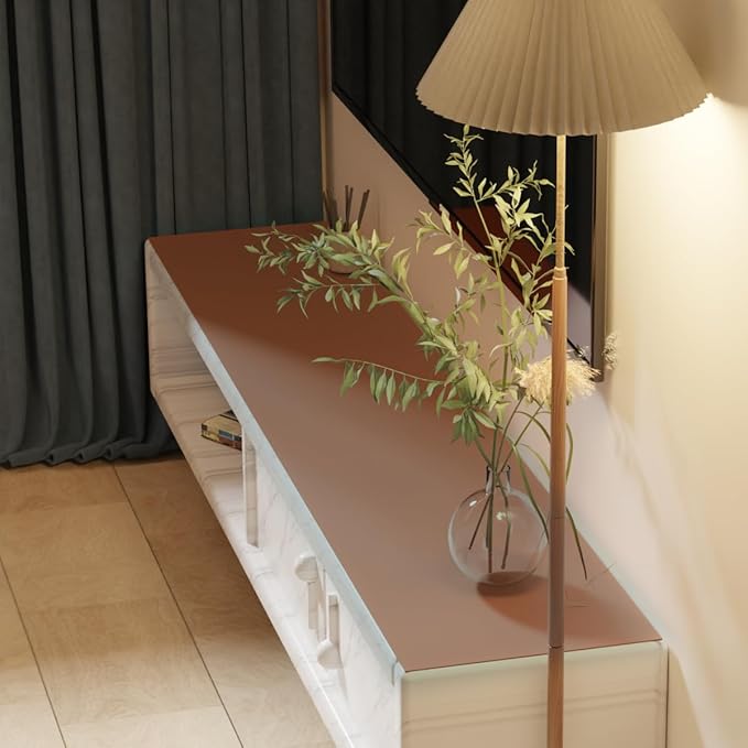 Leather Desk Mat,1.8mm Thick,14x60 Inch Desk Cover,Desk Protector Mat,Dresser Cover Top,Table Cover Rectangle,End Table Cover,Coffee Table Cover Rectangle(Brown+Gray,14x60)
