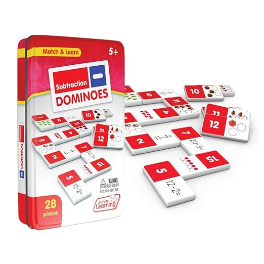 Junior Learning Dominoes Subtraction White 7.8 H x 4.7 L x 1.5 W