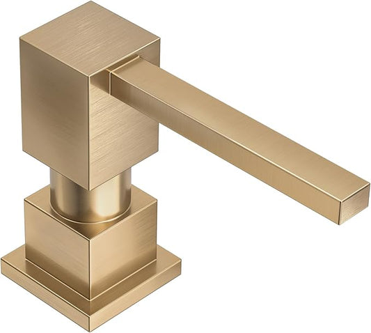 Champagne Gold Soap Dispenser for Kitchen Sink, Lava Odoro Built in Sink Soap Dispenser, Solid Brass Kitchen Soap Pump and Lotion Dispenser with 18oz Refillable Bottle, Spot-Free, KSD182-CB