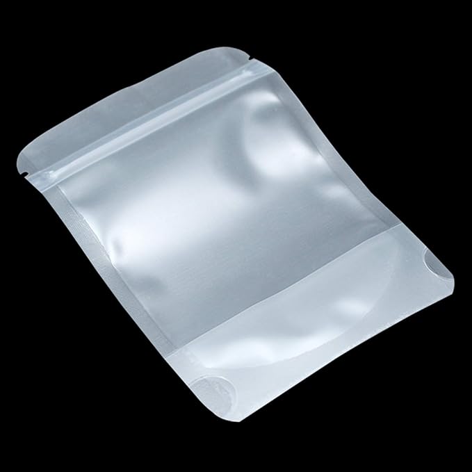 PABCK 100 Pcs 4.7x7.9 inch Resealable Stand Up Bags Matte Clear Zipper Lock Heat Seal Pouches with Tear Notch for Zip Food Storage Lock Packing