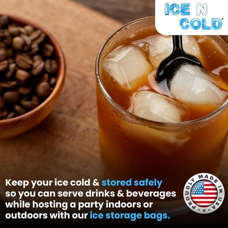 Ice Bags with Drawstring Closure | 20lb, 250ct/cs | 50 mic Thickness | Portable Storage and Freezer Keeper