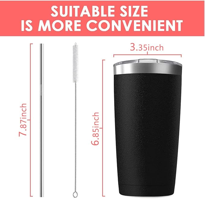 6 Pack 20 oz Stainless Steel Insulated Tumbler with Straw and Lid, Double Wall Travel Coffee Mug Vacuum Insulated Bulk Tumbler, Suitable for Vehicle Cup Holders(Assorted Colors)
