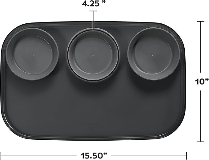 madesmart dipware 3 Bowl Serving Tray, Collapsible & Removable Dip Bowls for Charcuterie, Guacomole, Snacks, Veggies, Premium Dishwasher & Microwave Safe, Multipurpose Plate & Bowl, Turquoise