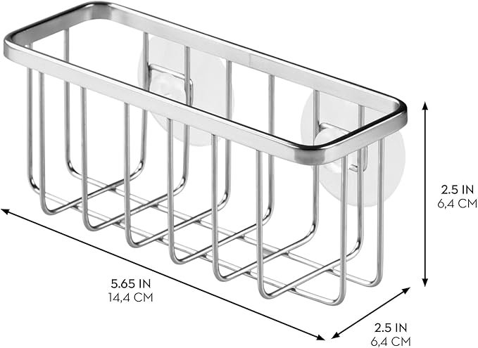 iDesign Stainless Steel Suction Sponge Holder, Kitchen Sink Sponge Caddy Organizer, 2-Pack, Polished