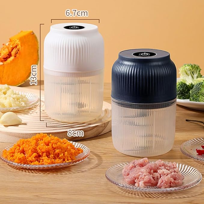 2026 Upgraded Household Electric Garlic Crusher, Capacity Electric Garlic Chopper, Mini Portable Veggie Cutter, 4 Sharp Stainless Steel Blades Mini Electric Food Chopper, Easy to Clean (2pcs)