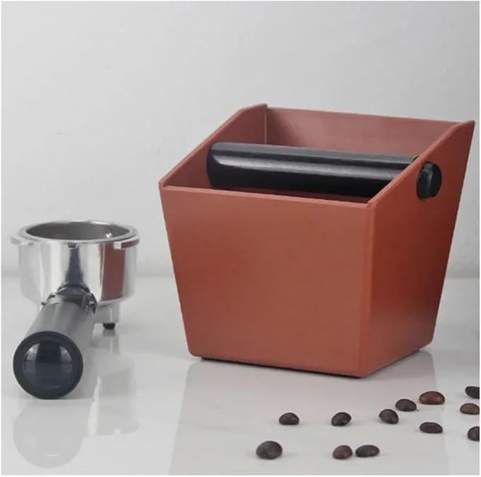 Coffee Knock Box Grounds Container ABS Bucket Anti Slip Powder Beveled Residue Barista Accessories Maker Tools(Burnt-sugar)