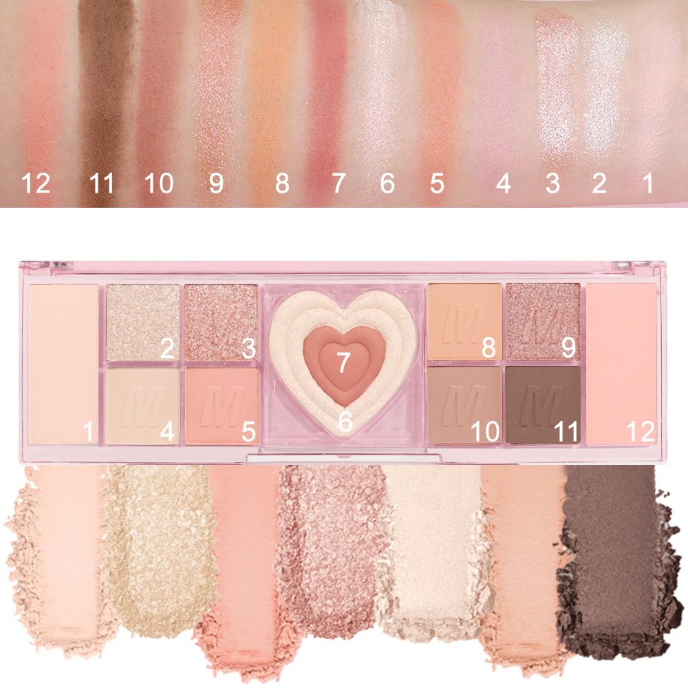 12 Colors Nude White Orange Matte Shimmer Eyeshadow Palette for Eye Makeup,High Pigmented Brown Eye Shadow Primers Powder Palet de sombras de ojos