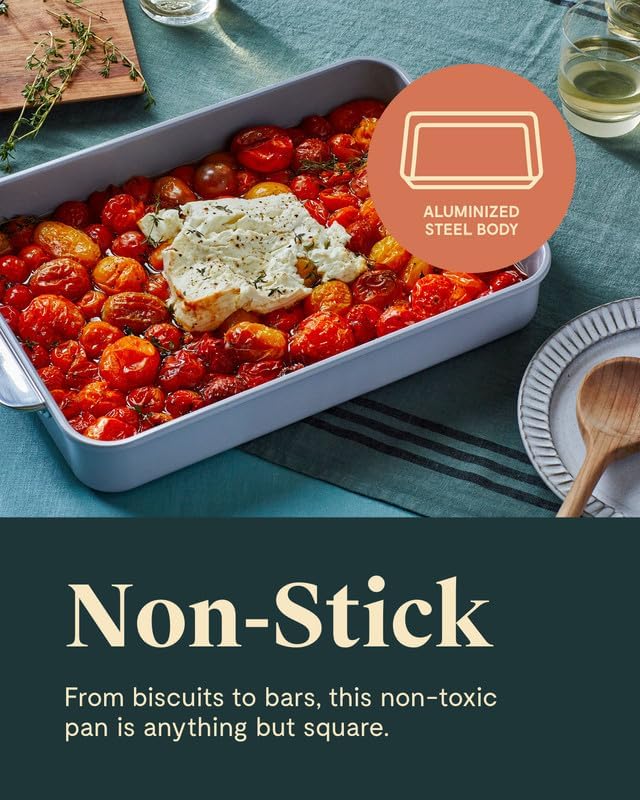 Caraway Non-Stick Ceramic 9”x13” Rectangle Pan - Naturally Slick Ceramic Coating - Non-Toxic, PTFE & PFOA Free - Perfect for Brownies, Lasagnas, and More - Navy