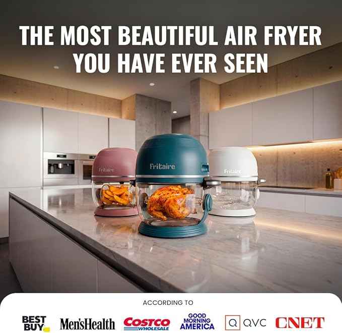 Non Toxic Air Fryer™ Pro | 9-in-1 Glass Air Fryer | Self-Cleaning | 5 Quart | Rotisserie and Tumbler | 400F Vortex For Even Cooking, BPA-Free Teflon Free, Recrisp, Roast, Bake, Black