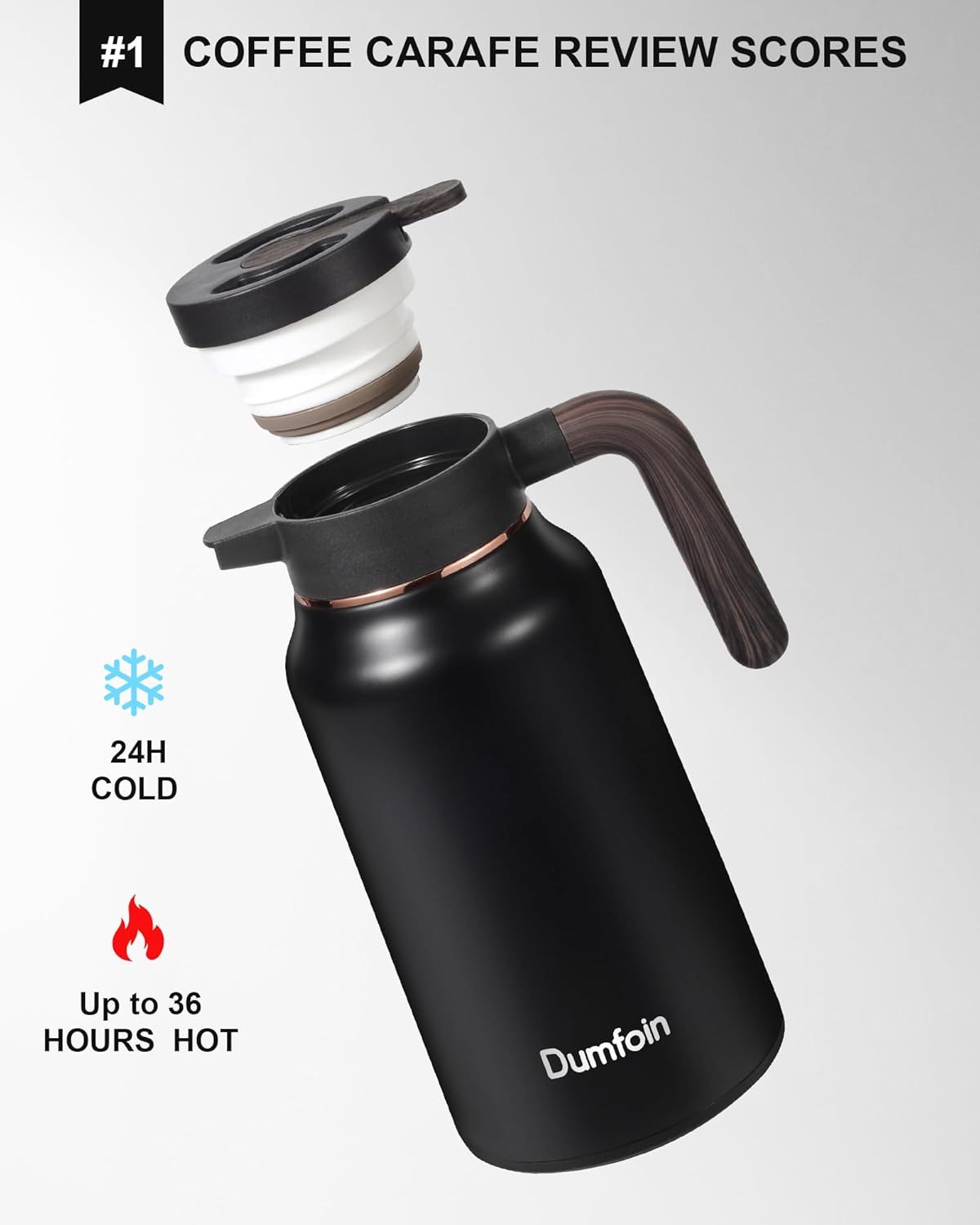 Carafes for Hot Liquids 70 oz - 36 Hour Stainless Steel Thermal Coffee Carafe-Insulated Coffee Carafes For Keeping Hot/Cold Coffee, Tea, Water, Drink Dispenser for Parties(Black)