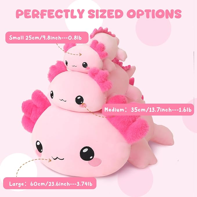 TOYSYM Weighted Stuffed Animals, 3.74 lbs Axolotl Stuffed Animal with Weighted Beads, Cute Plush Toy Pillow Gifts for Adults Kids Boys Girls