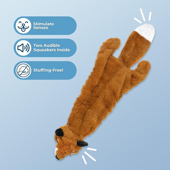 Best Pet Supplies Squeaky Dog Toys with Soft Durable Fabric for Small, Medium and Large Pets Interactive Toy for Indoor Play, Supports Active Biting and Play - Fox, Raccoon, Medium