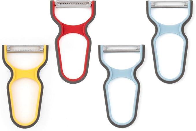 4-Piece Peeler Set with Straight, Serrated, and Julienne Peelers for Fruits, Vegetables, and Shredding，304 Stainless Steel