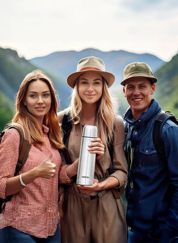 Milton Thermosteel Flip Lid 750, Double Walled Vacuum Insulated Thermos 750 ml | 25 oz | 24 Hours Hot and Cold Water Bottle with Cover, Stainless Steel, BPA Free, Leak Proof | Silver