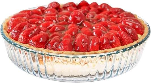 10 Inch Glass Deep Pie Dish for Baking Glass Baking Dish Clear and Durable Oven Baking Pie Pan Quiche Baking Dish Deep