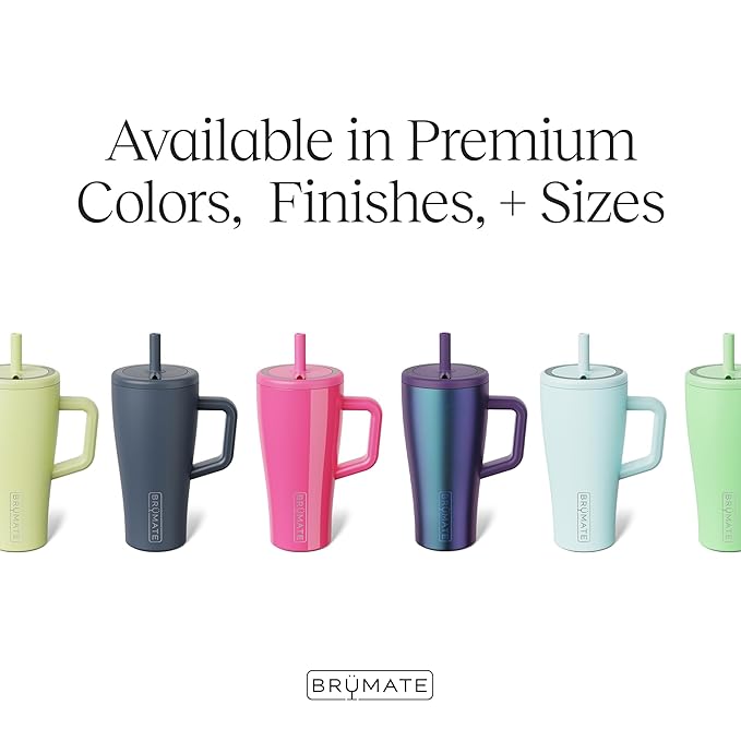 BrüMate Era 20 oz Tumbler with Handle and Straw | 100% Leakproof Insulated Tumbler with Lid and Straw | Made of Stainless Steel | Cup Holder Friendly Base | 20oz (Lavender)