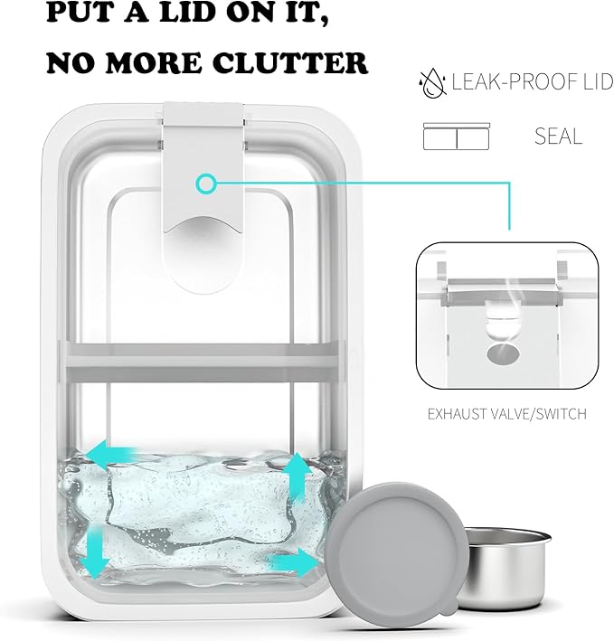Bakpoco Stainless Steel Bento Lunch Box for Kids, 33oz Leak-Proof Lunch Box Containers, Microwave-Safe, with Adjustable Divider, Convenient Metal Lunchbox for School, Travel