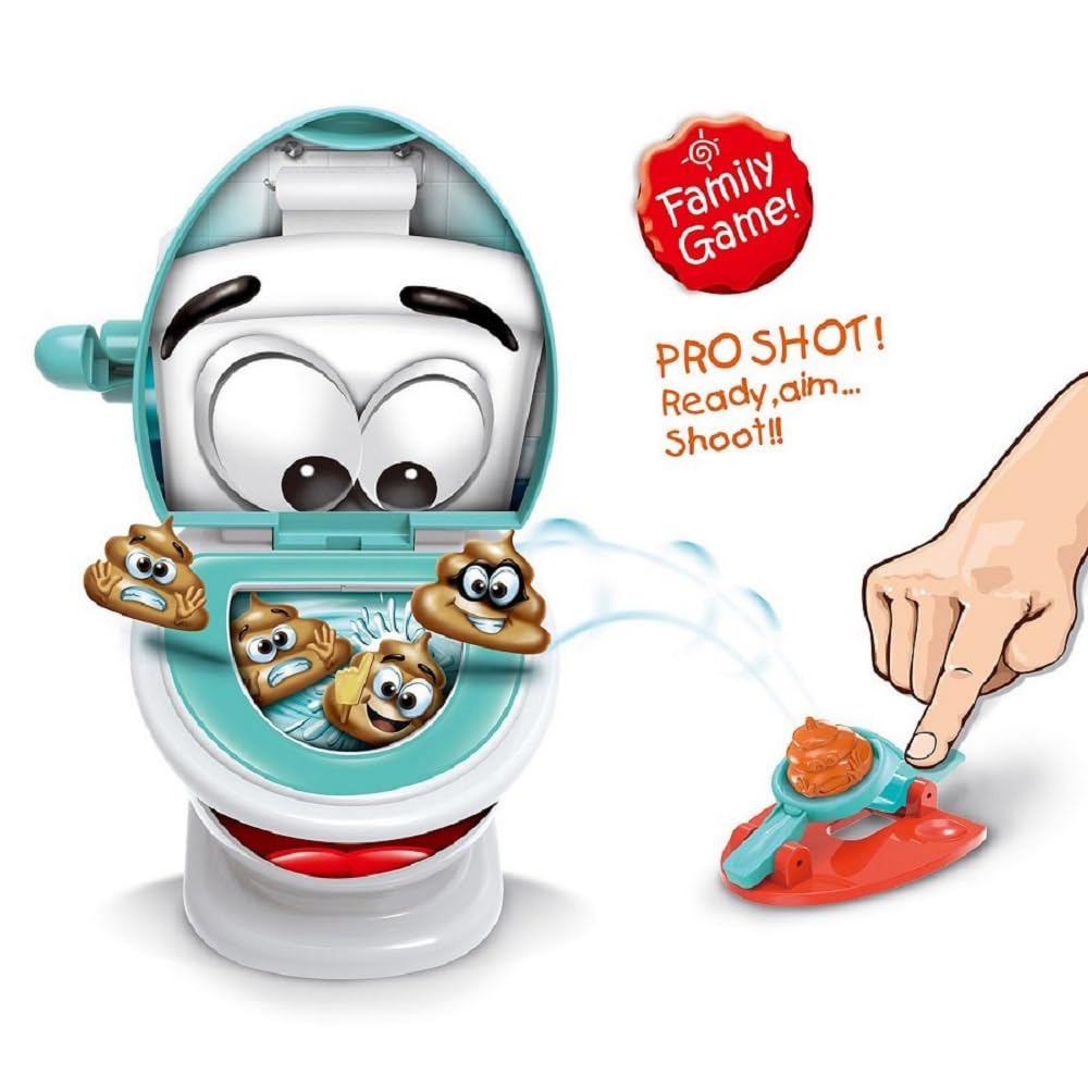 Poop Shoot Toilet Game, Funny Poop Family Board Game for Kids and Adults, Includes 12 Poop Toys, 2 Launchers and A Sticker, Gift for 4+ Year Olds Kids
