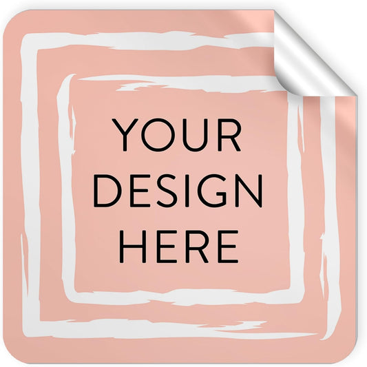 100 Custom Vinyl Stickers - Upload Your own Image, Text, Design, Logo - Personalized Logo Labels for Handmade, Packaging, Bottle, Jars, Candle, Brand Stickers (Peach, 2x2 Square)