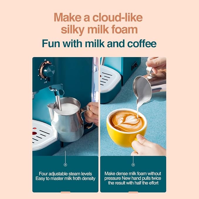 deluxe semi-automatic coffee maker with steam milk frother