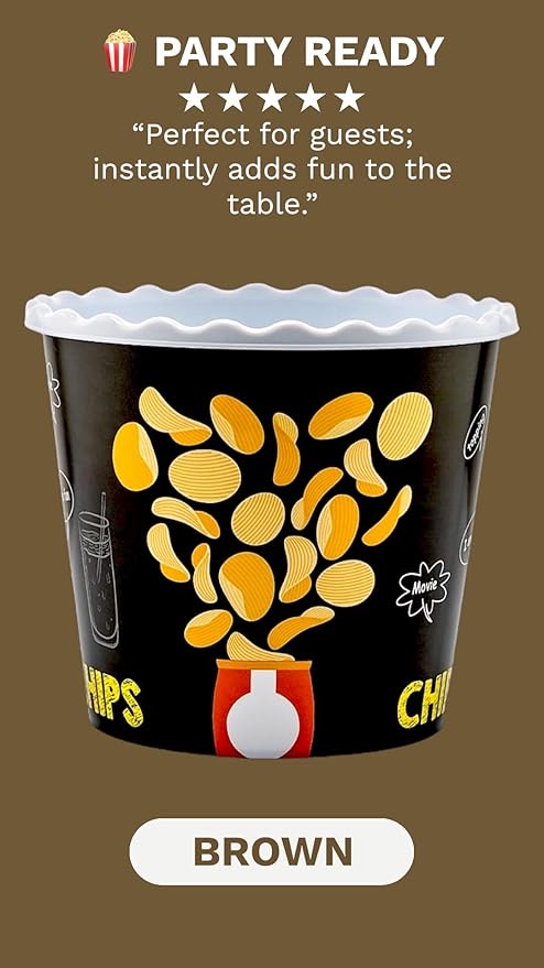 Modern Style Reusable Plastic Popcorn Box/Popcorn Containers/Popcorn Bowls Set for Movie Theater Night - (BPA Free - 8 Pack-75 oz) (8, MIX)