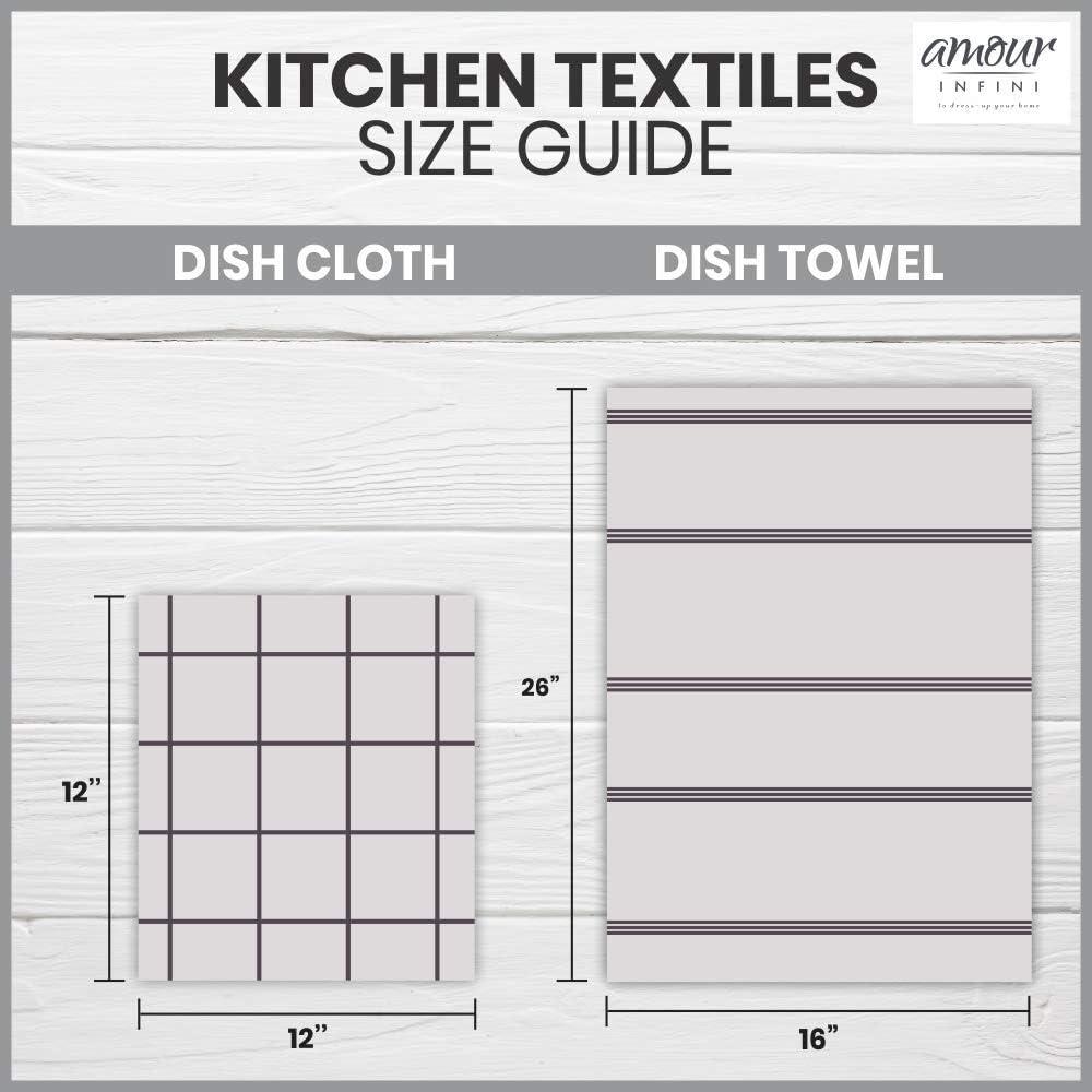 AMOUR INFINI Kitchen Towels Pack of 4 - Absorbent, Quick Drying Premium Cotton Tea Towel - Kitchen Linens 16x28 Inch Dish Towels with Hanging Loop (D.Grey)