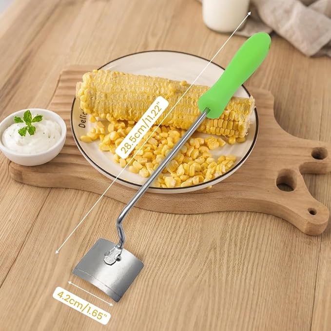 Easy Clean Corn Cob Peeler, 2025 New Corn On The Cob Stripper Tool with Long Handle, Stainless Steel Corn Cutter for Corn Cob With Corn Holder (Green-2 pcs)