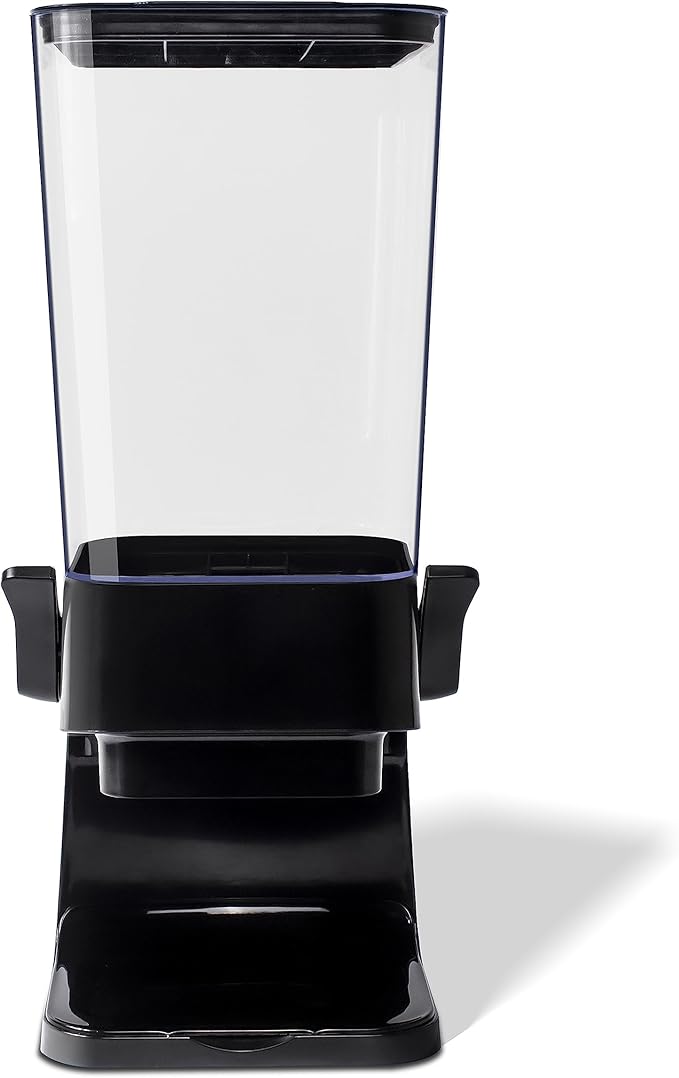 Cereal Dispenser Countertop, 5L Kitchen Organization Cereal Containers Storage, Desktop Candy Dispenser Plastic Cereal Dispenser, Snack Containers Can Hold Granola, Dry Food, Grain (Black, 1Pc)
