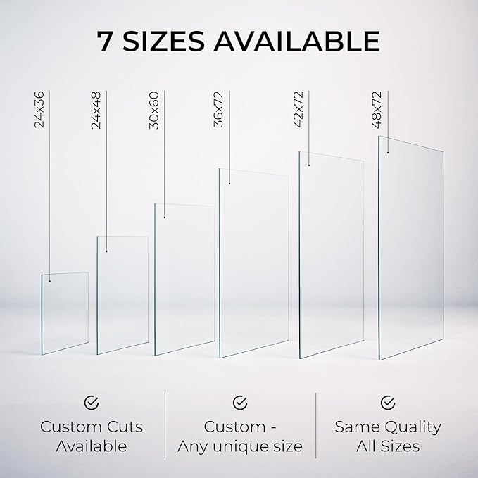 Fab Glass and Mirror Tempered Glass Table Top 36x72 Inch Rectangle 1/4" Thick Clear Furniture Protector with Flat Polish Edge Eased Corners for Coffee Dining Tables Desks