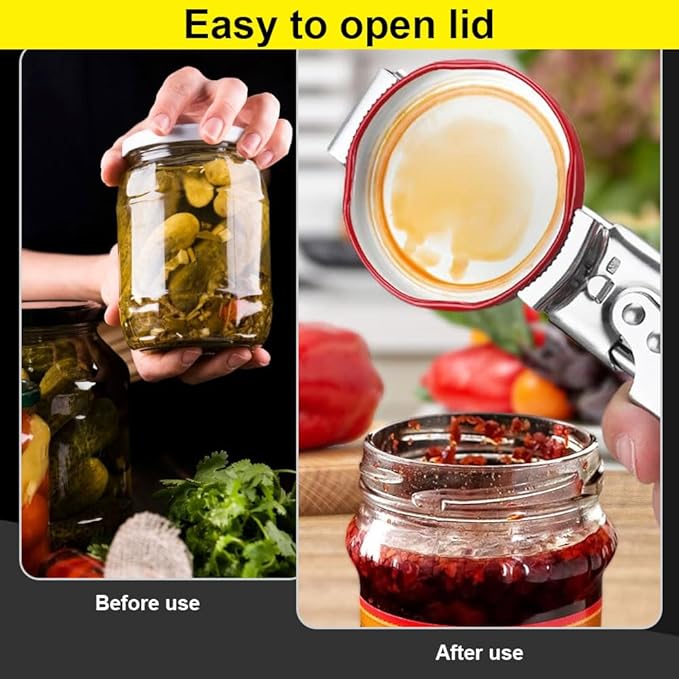 Adjustable Stainless Steel Jar Opener, 2026 New Multifunctional Stainless Steel Can Opener, Jar Lid Opener for Weak Hands, Jar Lid Gripper Bottle Opener Kitchen Accessories (2)
