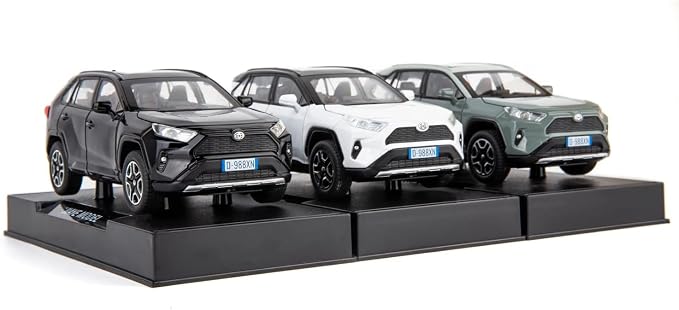 WAKAKAC Model Car 1/32 RAV4 Alloy Diecast Collectible Toy Car with Light and Sound Toy Vehicle Door Can Be Opened for Boys Kids Toddler Gift (Black)