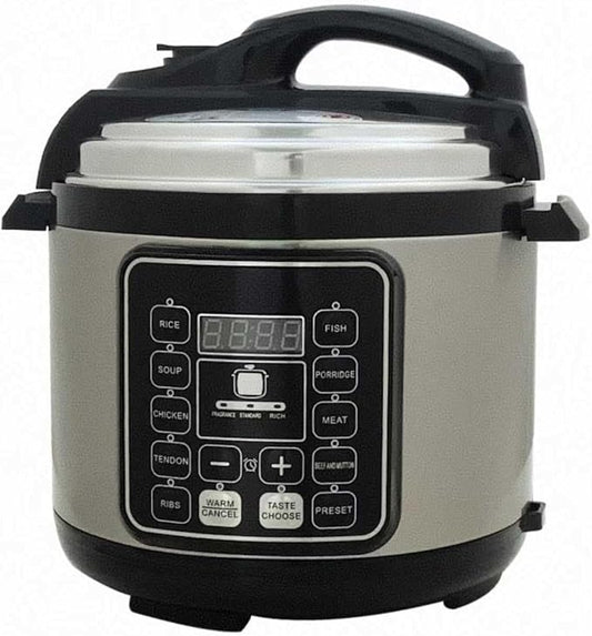 10 In 1 Electric Pressure Cooker With 24-Hour Reservation Function, Slow Cooker, Rice Cooker, Wok, Cake, Yogurt, Etc., 6 L, Stainless Steel/Black.