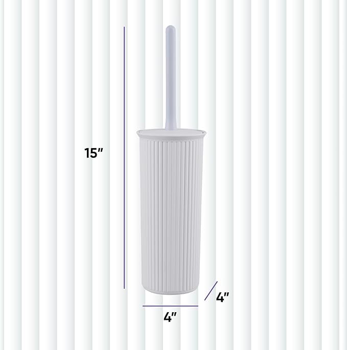 Superio Decorative Plastic Toilet Bowl Brush and Holder Set, Cleaner Scrubber for Bathroom (2, Smoke White)