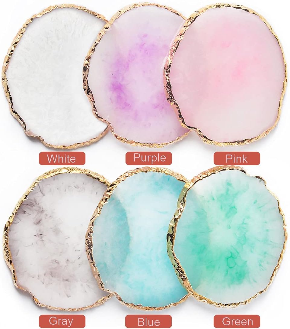 Resin Nail Art Palette, Nail Painting Mixed Color Palette, Gilded Edge Nail Gel Color Makeup Display Board Pallet (Pink)