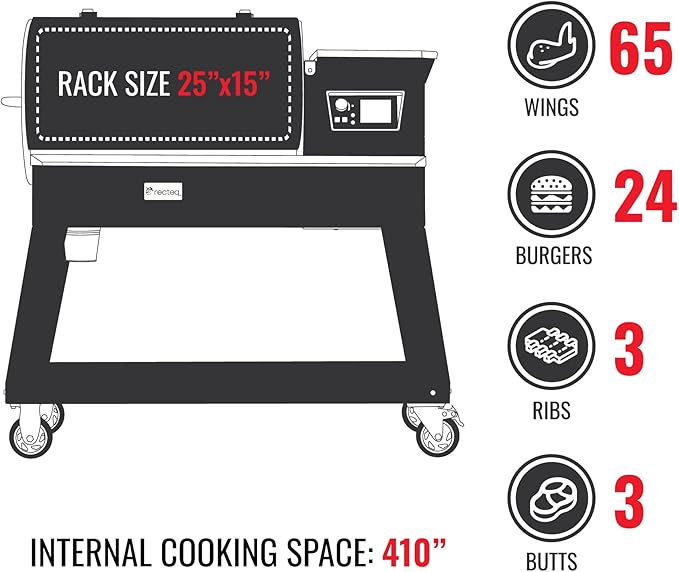 recteq Patio Legend 400 Pellet Smoker Grill with Wi-Fi & App Connectivity, Outdoor Smokers Grills Combo, Temp Range 180° to 700+°, Cover Included
