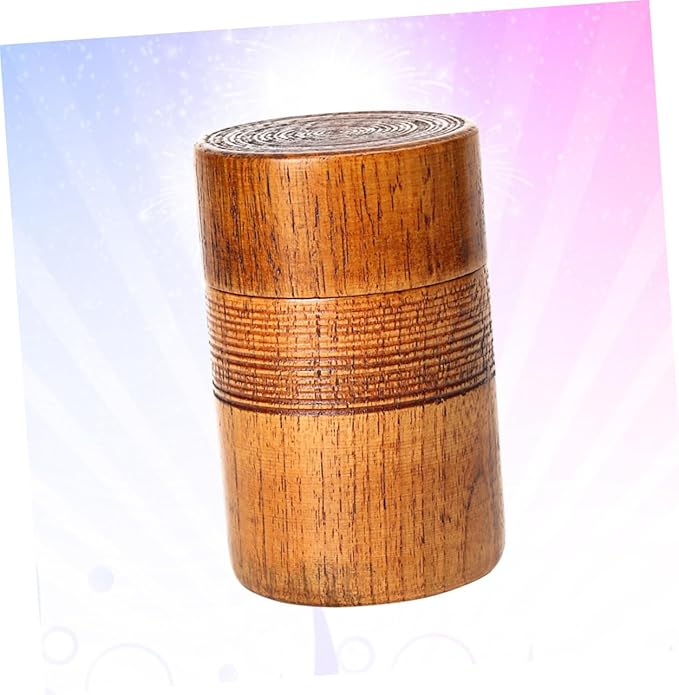 BESTOYARD Wooden Tea Canister with Sealed Lid Classical Chinese Style Round Wood Container for Tea Storage and Dry Food Organizer 4.72X2.95X2.95 Inches Ideal for Home Restaurant and House