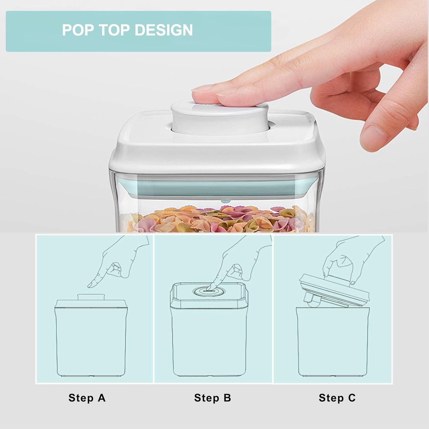 Pop Containers with Lids - Stackable Airtight Food Storage, Kitchen Pantry Storage Containers for Snacks Candy Salt Herbs Spices BPA-Free (12PCS (1.2 + 2.0 + 2.7 + 3.3 Qt) * 3)