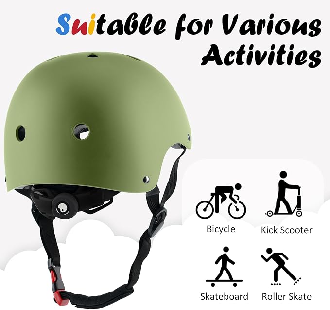 Kids Bike Helmet, Adjustable and Multi-Sport, from Toddler to Youth, 3 Sizes