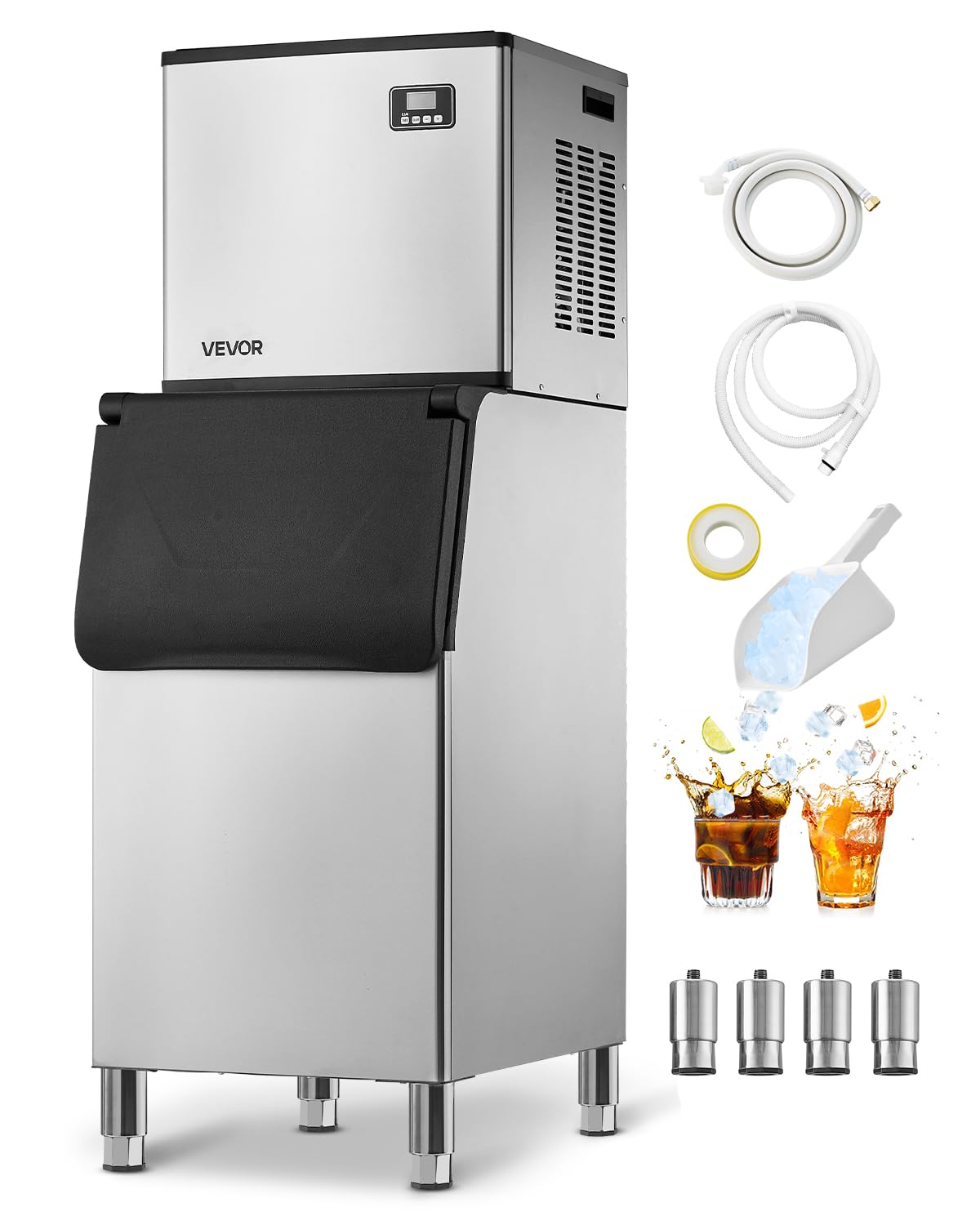 VEVOR Commercial Ice Maker Machine, 550LBS/24H Ice-Making Machine with 300LBS Large Storage Bin, Auto Self-Cleaning Ice Maker with Touchscreen for Bar Cafe Restaurant Business Commercial