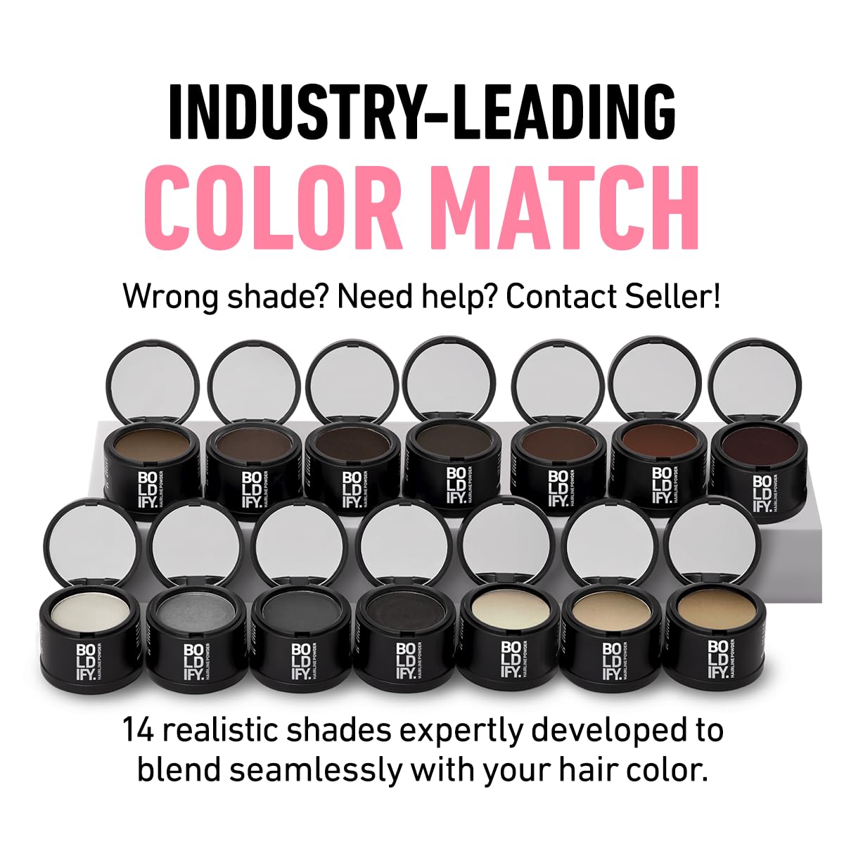 BOLDIFY Hairline Powder - Root Touch Up Hair Color for Gray Coverage - Bald Spot Concealing Hair Powder for Women & Men - 48-Hour Stain-Proof - White
