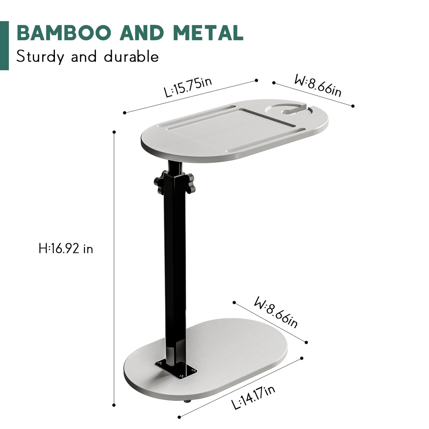 Yumkfoi Bamboo Bathtub Tray Table with Adjustable Height, Freestanding Bathtub Caddy for Tub Against Wall, Tub Organizer Suitable for Luxury Spa and House Warming - Patent Protected (Gray)