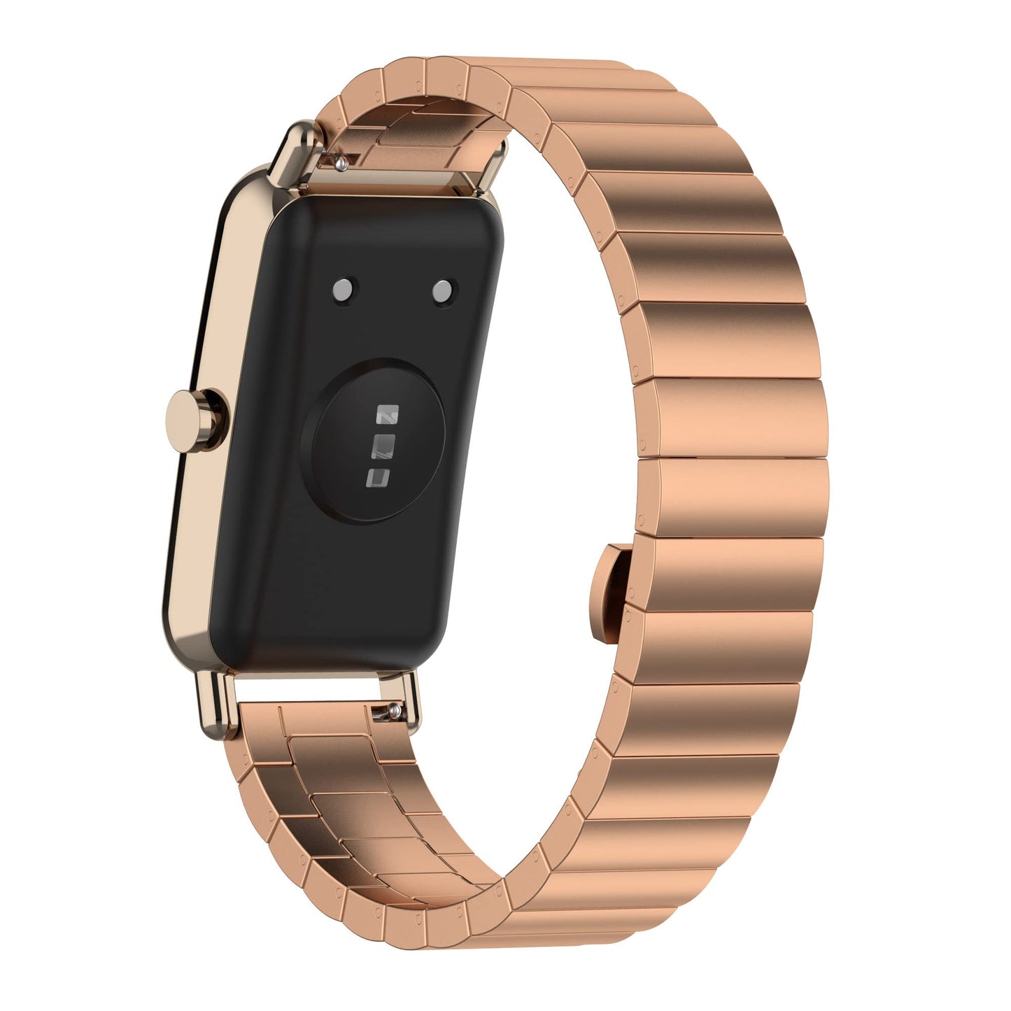 Watch Band Compatible for FITVII HM08 Fitness Tracker Watch Bands, Replacement Metal Strap for FITVII HM08 Smart Watche Wristband Adjustable Stainless Steel Loop (Rose Gold)