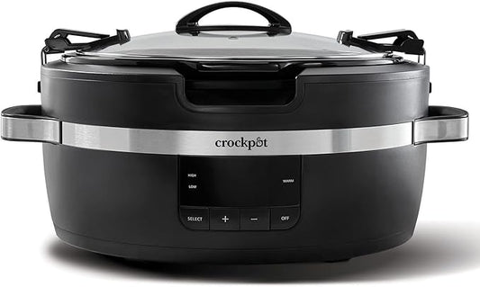 Crock-Pot Thermoshield Slow Cooker with Easy Carry Handles | 6 Quart Manual Slow Cooker, Black
