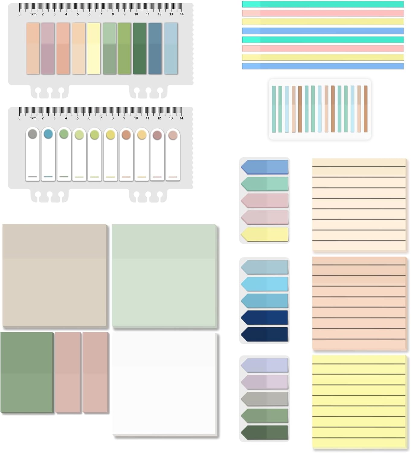 BAYTORY 1610 Sheets Transparent Sticky Notes with Highlighter Tape, Clear Waterproof 3 x 3 inch See Through Memo Pad, Self-Adhesive Translucent Writable Index Tabs for Annotating Books