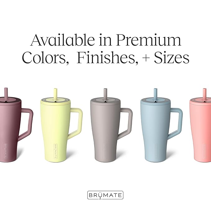 BrüMate Era 30 oz Tumbler with Handle and Straw | 100% Leakproof Insulated Water Bottle Tumbler with Lid and Flexible SoftSip Straw | Made of Stainless Steel | Cup Holder Friendly | 30oz (Guava)