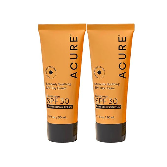 Acure Seriously Soothing SPF 30 Day Cream - Face Moisturizer with SPF 30, Anti Aging Zinc Oxide Sunscreen, Hydrating Face Cream, Daily Facial Care for Women & Men w/Niacinamide - 1.7 fl oz (2 Pack)