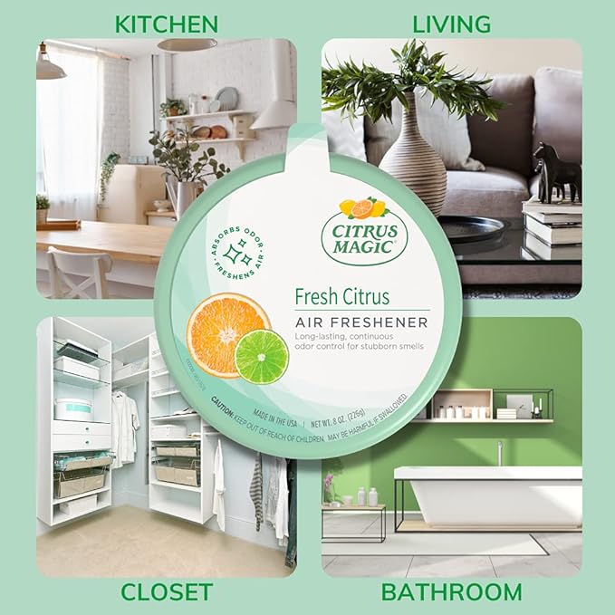 Citrus Magic Odor Absorbing Solid Air Freshener, Fresh Citrus, 8-Ounce, Pack of 6